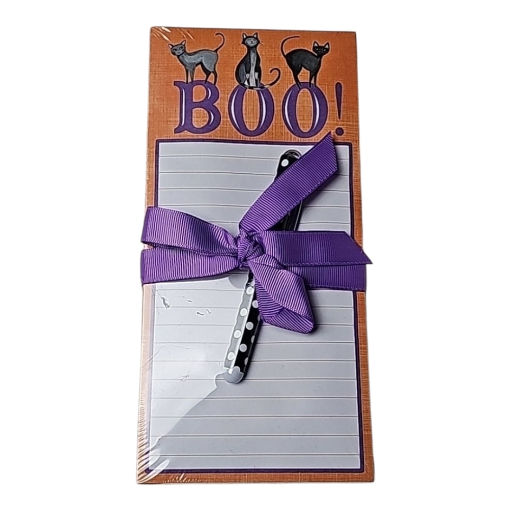 Boo black cats Halloween note pad